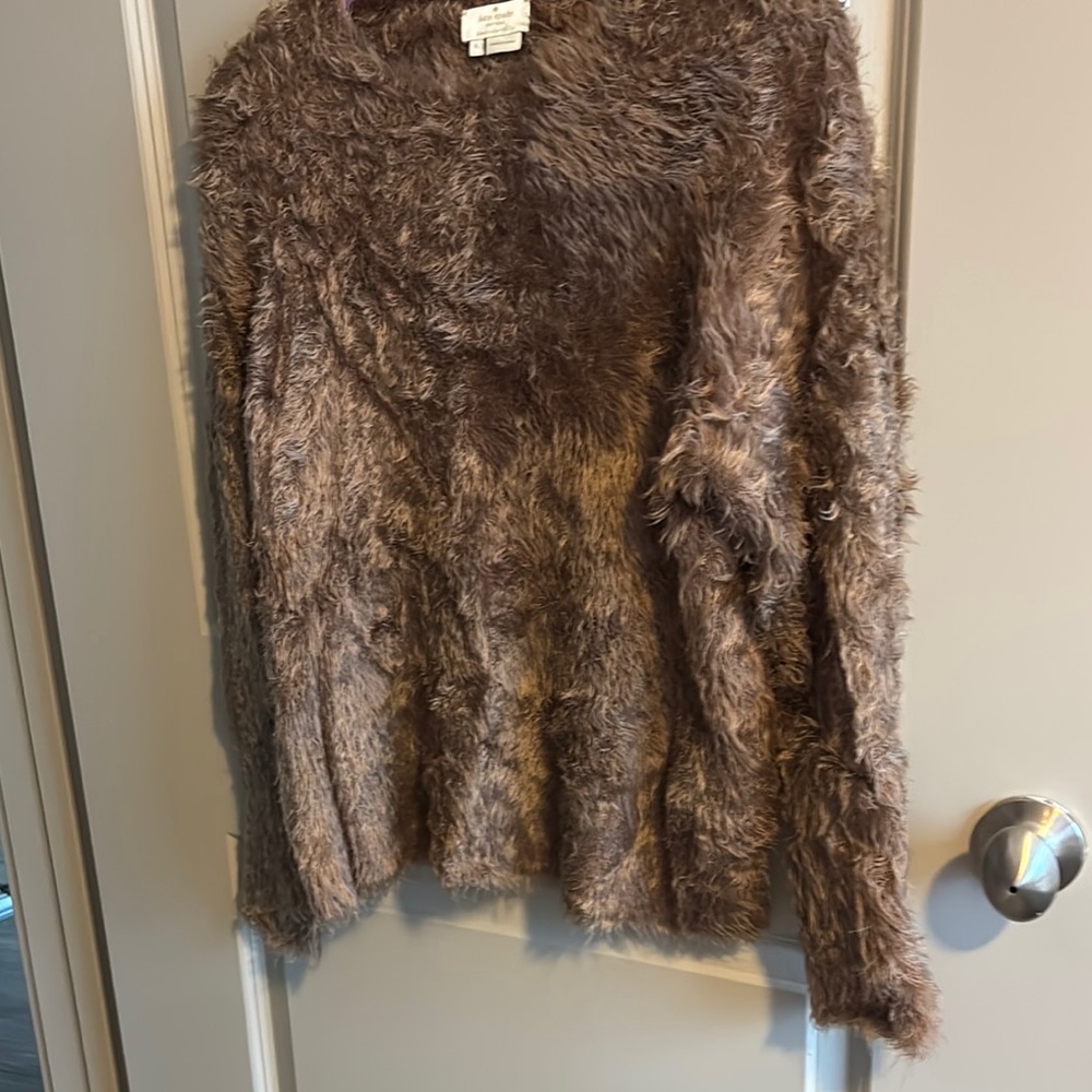 Warm Brown Fuzzy Crew Neck Sweater